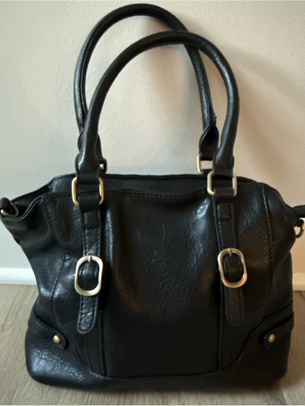 Jessie James Elena Lock and Key Concealed Carry Black Leather Satchel Handbag